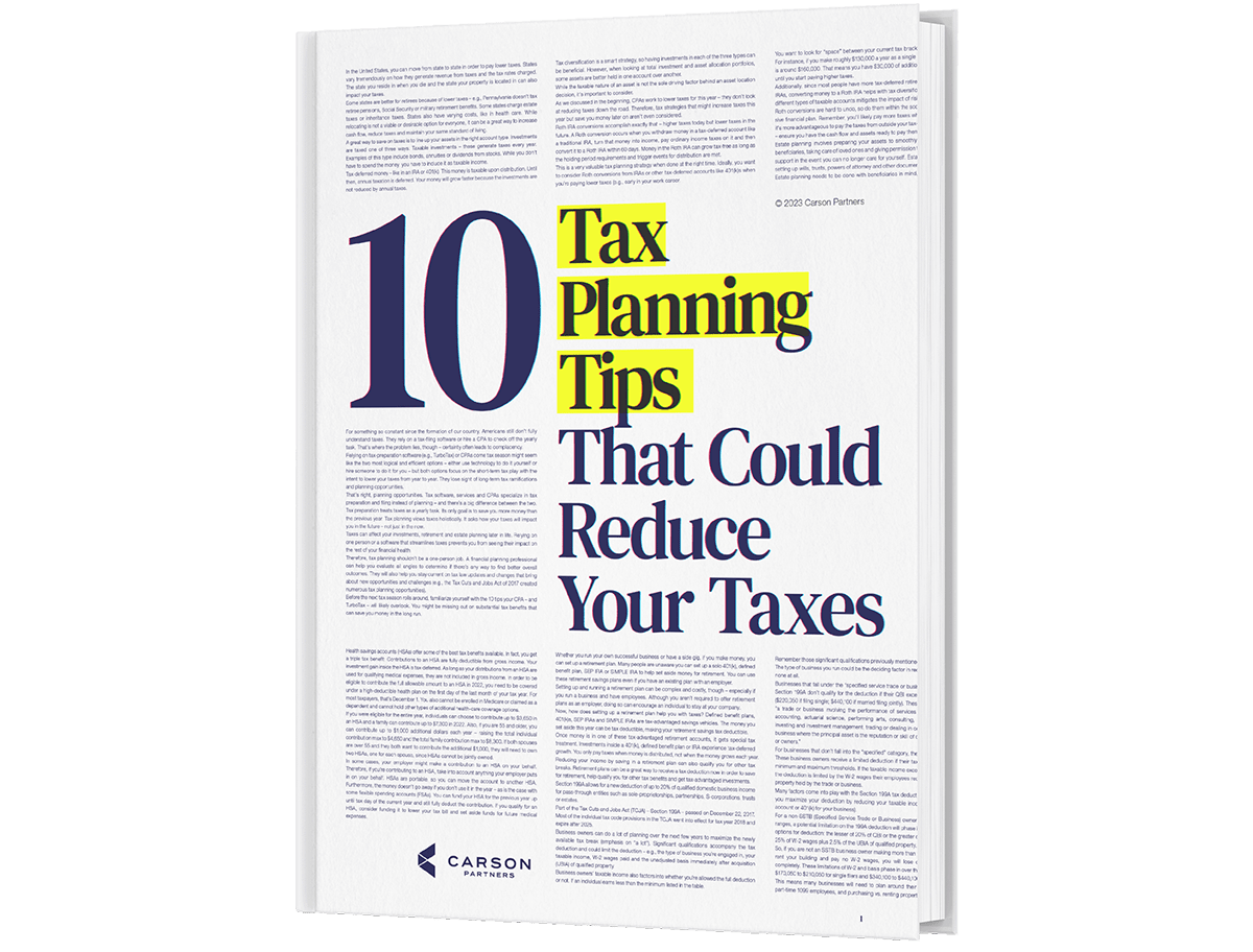 Guide cover for "10 Tax Planning Tips That Could Reduce Your Taxes"